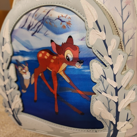 Loungefly Disney Bambi on Ice Lenticular Mini Backpack Flocked Funko Pop Set NEW - Picture 7 of 16